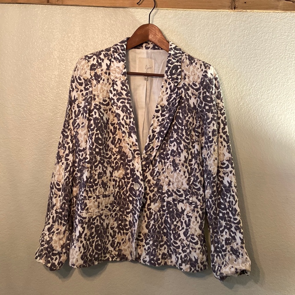 Joie linen leopard print blazer